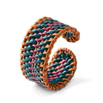 Buddha Stones Natural Rattan Protection Hand-Woven Boho Wide Cuff Bracelet