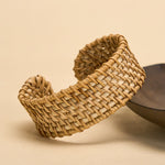 Buddha Stones Natural Rattan Protection Hand-Woven Boho Wide Cuff Bracelet