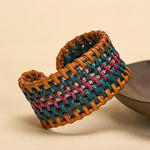 Buddha Stones Natural Rattan Protection Hand-Woven Boho Wide Cuff Bracelet
