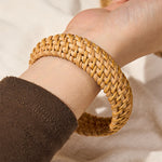 Buddha Stones Handwoven Rattan Bohemian Resort Wide Bracelet Bangle