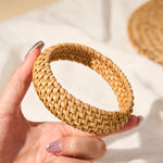 Buddha Stones Handwoven Rattan Bohemian Resort Wide Bracelet Bangle