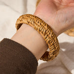 Buddha Stones Handwoven Rattan Bohemian Resort Wide Bracelet Bangle