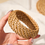 Buddha Stones Natural Rattan Protection Hand-Woven Boho Wide Bracelet Bangle