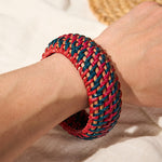 Buddha Stones Natural Rattan Protection Hand-Woven Boho Wide Bracelet Bangle