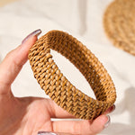 Buddha Stones Handwoven Rattan Grounding Bohemian Wide Bracelet Bangle