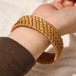 Buddha Stones Handwoven Rattan Grounding Bohemian Wide Bracelet Bangle