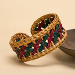 Buddha Stones Natural Rattan Hand-Woven Bohemian Wide Round Cuff Bracelet