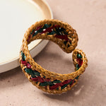 Buddha Stones Natural Rattan Hand-Woven Bohemian Wide Round Cuff Bracelet