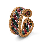 Buddha Stones Natural Rattan Hand-Woven Bohemian Wide Round Cuff Bracelet
