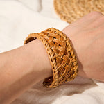 Buddha Stones Handwoven Natural Rattan Boho Resort Adjustable Cuff Bracelet