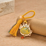 Buddha Stones Song Brocade Lucky Cat Prosperity Tassel Keychains