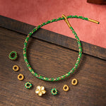 Buddha Stones Five Color Hand Woven Green String Green Ingots And Plum Blossom Amulets Protection Adjustable Bracelet