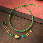 Buddha Stones Five Color Hand Woven Green String Green Ingots And Plum Blossom Amulets Protection Adjustable Bracelet