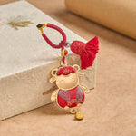Buddha Stones Song Brocade Handmade Chinese Zodiac Tassel Lucky Keychain