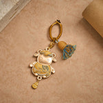 Buddha Stones Song Brocade Handmade Chinese Zodiac Tassel Lucky Keychain