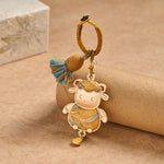 Buddha Stones Song Brocade Handmade Chinese Zodiac Tassel Lucky Keychain