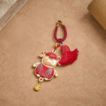 Buddha Stones Song Brocade Handmade Chinese Zodiac Tassel Lucky Keychain