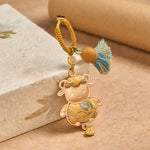 Buddha Stones Song Brocade Handmade Chinese Zodiac Tassel Lucky Keychain