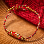 Buddha Stones Hand-Woven Red String Koi Fish Flower Protection Bracelet