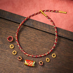 Buddha Stones Hand-Woven Red String Koi Fish Flower Protection Bracelet