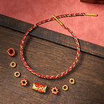 Buddha Stones Hand-Woven Red String Koi Fish Flower Protection Bracelet