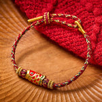 Buddha Stones Hand-Woven Red String Koi Fish Flower Protection Bracelet