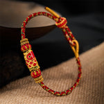 Buddha Stones Hand-Woven Red String Koi Fish Flower Protection Bracelet