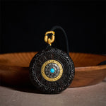 Buddha Stones Small Leaf Red Sandalwood Ebony Wood Yellow Jambhala Bodhisattva Green Tara Protection Necklace Pendant