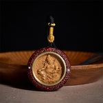Buddha Stones Small Leaf Red Sandalwood Ebony Wood Yellow Jambhala Bodhisattva Green Tara Protection Necklace Pendant