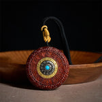 Buddha Stones Small Leaf Red Sandalwood Ebony Wood Yellow Jambhala Bodhisattva Green Tara Protection Necklace Pendant