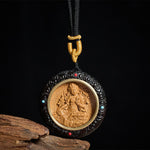 Buddha Stones Small Leaf Red Sandalwood Ebony Wood Yellow Jambhala Bodhisattva Green Tara Protection Necklace Pendant