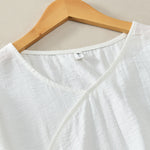 Buddha Stones Summer Casual Minimalist V-Neck Solid Decorative Button Women's Short Sleeve T-Shirts