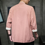 Buddha Stones Summer Tang Style Mandarin Collar Color Blocking Frog Button Men's Short Sleeve Shirts With Pockets