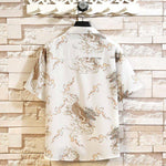 Buddha Stones Summer Dragon Pattern Buttons Up Men's Short Sleeve Shirts