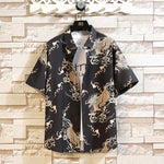 Buddha Stones Summer Dragon Pattern Buttons Up Men's Short Sleeve Shirts