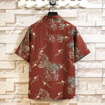 Buddha Stones Summer Dragon Pattern Buttons Up Men's Short Sleeve Shirts