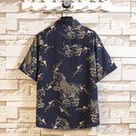 Buddha Stones Summer Dragon Pattern Buttons Up Men's Short Sleeve Shirts
