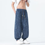 Buddha Stones Spring Summer Casual Boho Drawstring Leopard Cropped Pants Men's Harem Pants With Pockets