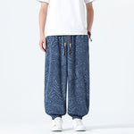 Buddha Stones Spring Summer Casual Boho Drawstring Leopard Cropped Pants Men's Harem Pants With Pockets
