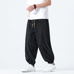 Buddha Stones Spring Summer Casual Boho Drawstring Leopard Cropped Pants Men's Harem Pants With Pockets