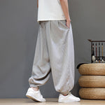 Buddha Stones Summer Casual Drawstring Solid Woven Rattan Texture Pattern Ankle Pants Men's Harem Pants With Pocket