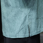 Buddha Stones Summer Tang Style Three Frog Buttons Solid Men's Short Sleeve Shirts
