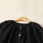 Buddha Stones Summer Vintage Button-Up Solid Women's Short Sleeve Midi Dress With Pockets
