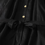 Buddha Stones Summer Vintage Button-Up Solid Women's Short Sleeve Midi Dress With Pockets