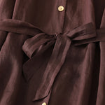 Buddha Stones Summer Vintage Button-Up Solid Women's Short Sleeve Midi Dress With Pockets