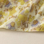 Buddha Stones Spring Summer Vintage Drawstring Yellow Floral Women's Short Sleeve Midi Dress