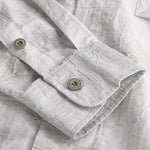 Buddha Stones Spring Summer Casual Minimalist Button-Up Solid Grey Ink Wash Men's Shirts With Patch Pocket