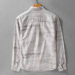 Buddha Stones Spring Summer Casual Minimalist Button-Up Solid Grey Ink Wash Men's Shirts With Patch Pocket