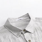 Buddha Stones Spring Summer Casual Minimalist Button-Up Solid Grey Ink Wash Men's Shirts With Patch Pocket