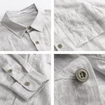 Buddha Stones Spring Summer Casual Minimalist Button-Up Solid Grey Ink Wash Men's Shirts With Patch Pocket